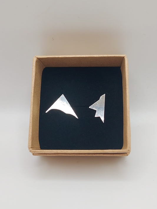 REST - geometrische oorstekers in gerecycleerd zilver