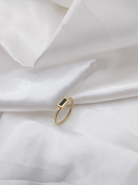 RING - 18k geelgoud, donkergroene toermalijn