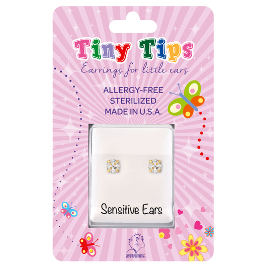 Tiny Tips - Klauwzetting, Zirkonia, Verguld, 4 mm