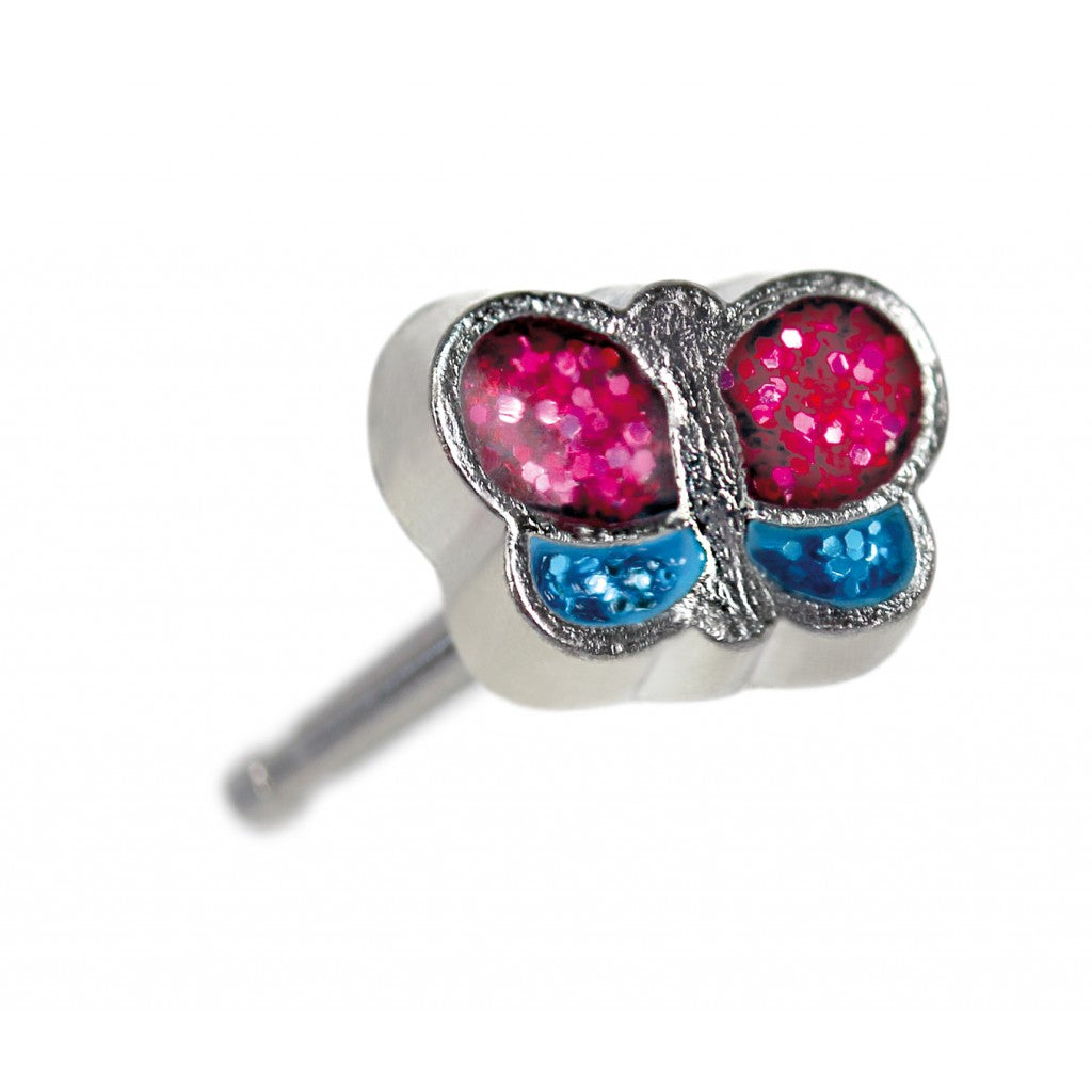 Tiny Tips - Vlinder met glitter, Chirurgisch staal, 5 mm