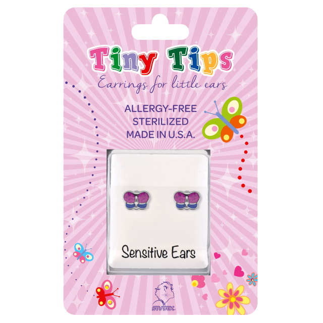 Tiny Tips - Vlinder met glitter, Chirurgisch staal, 5 mm