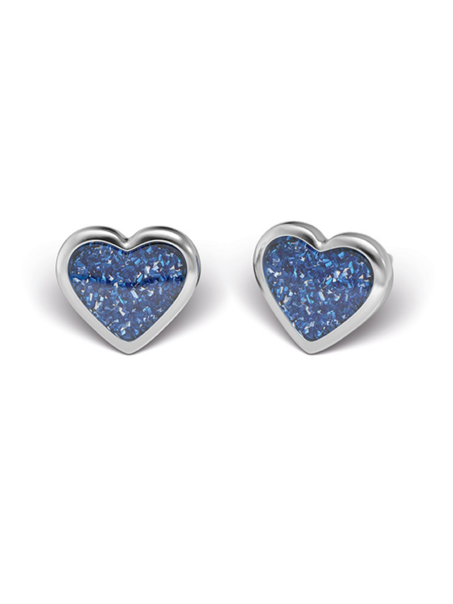 Sensitive Kids - Glitter, Hart Blauw, Chirurgisch staal, 6 mm