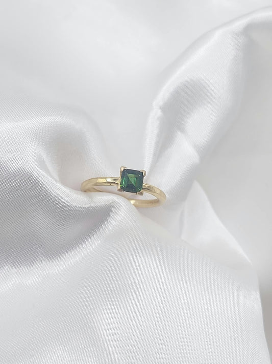 RING - 18k geelgoud, donkergroene toermalijn