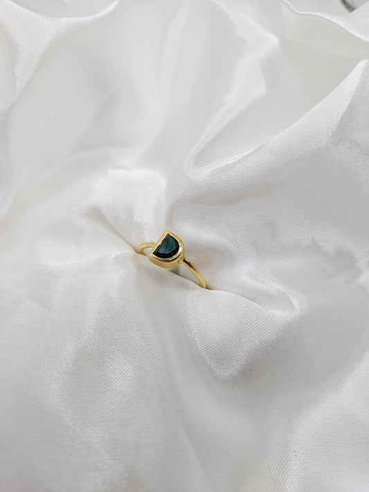 RING - 18k geelgoud, groene toermalijn